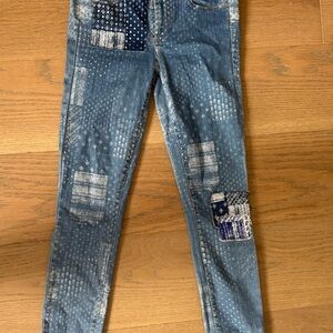 PAIGE Blue Patchwork Skinny Jeans#99